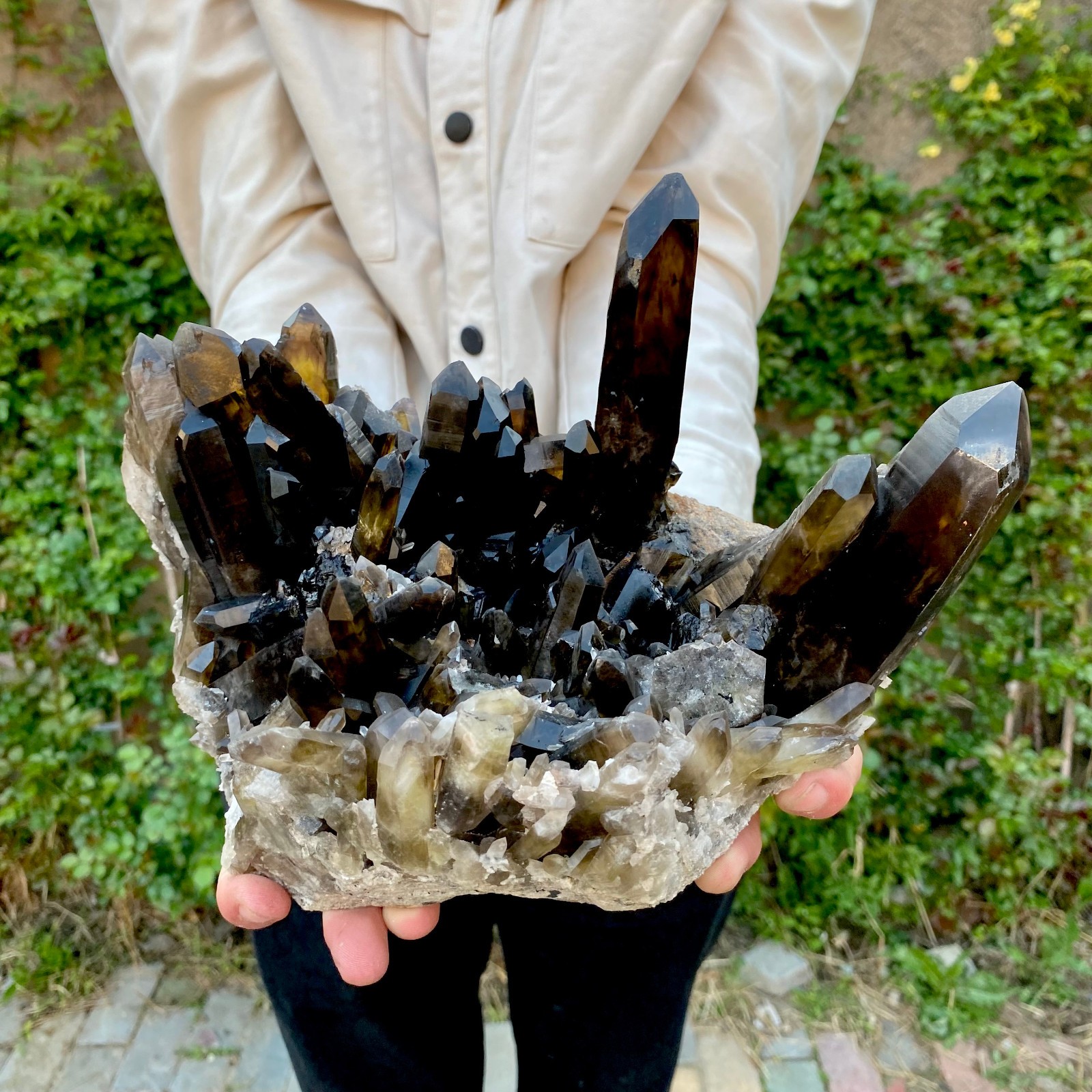 6.1LB Natural Tea black Crystal quartz Cluster Mineral Specimen Healing reiki