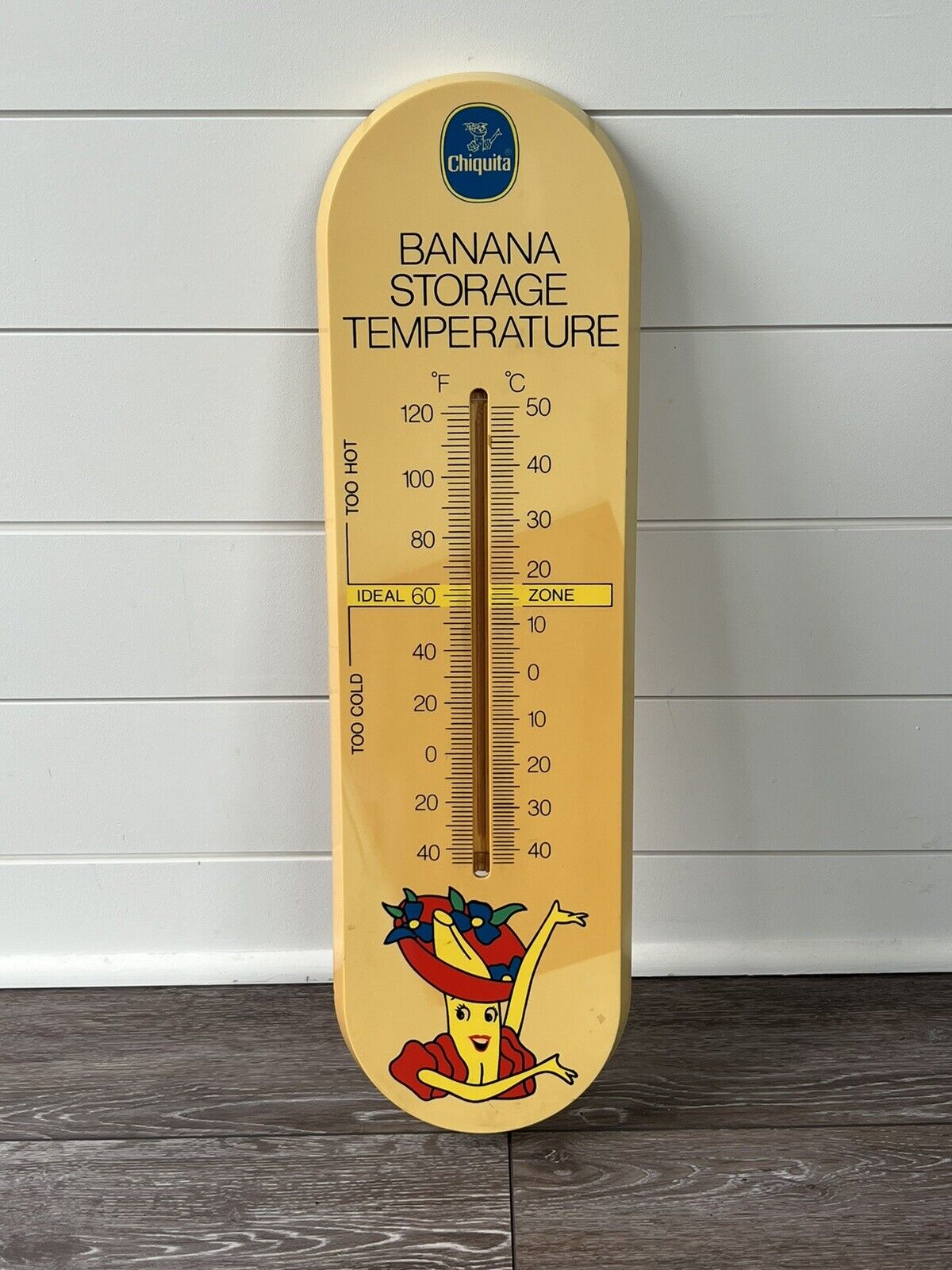 Vintage Large Chiquita Banana Plastic Storage Wall Thermometer