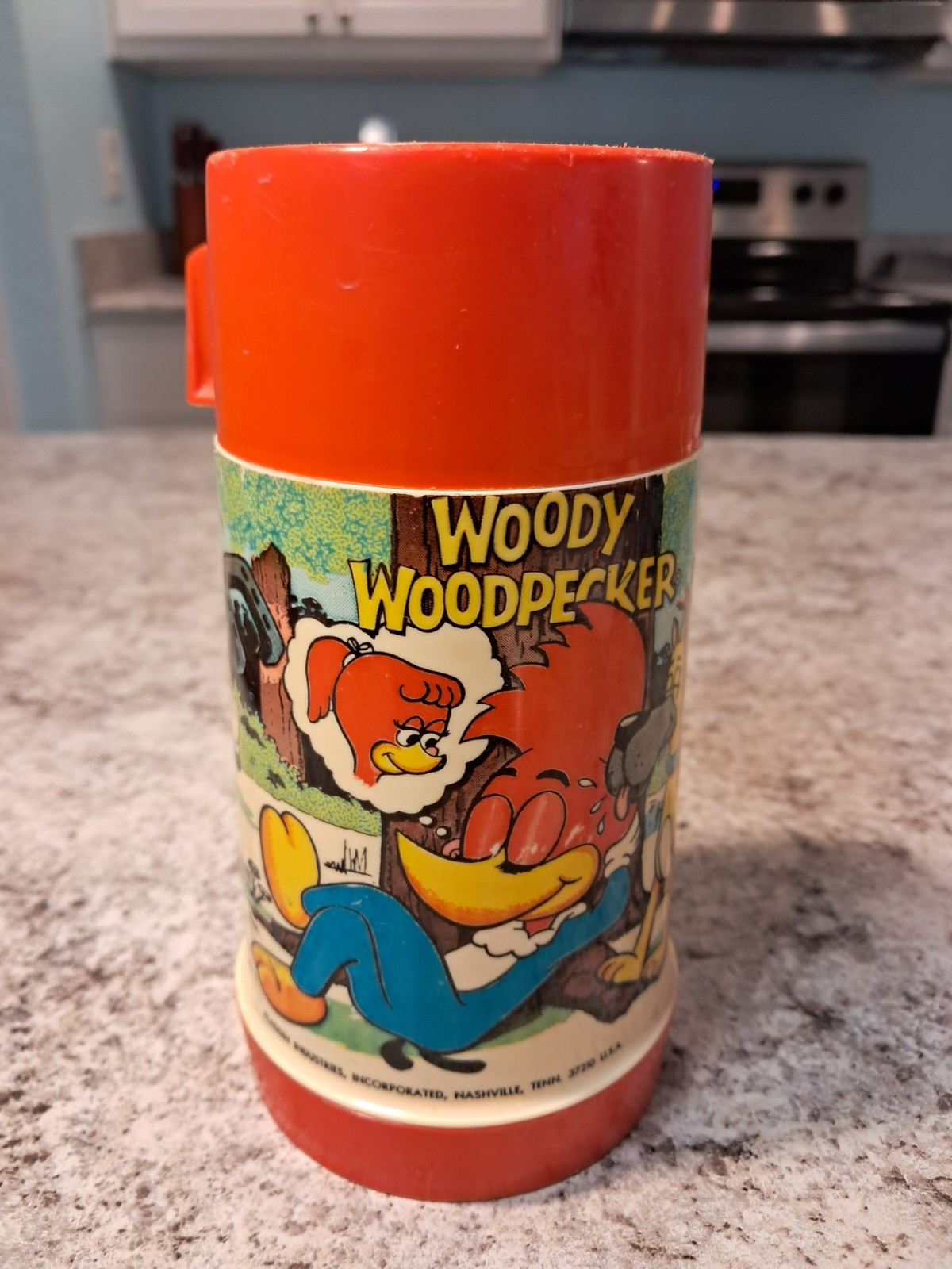 1972 Woody Woodpecker Thermos for Lunch Box * Vintage * Lunchbox Bottle Aladdin