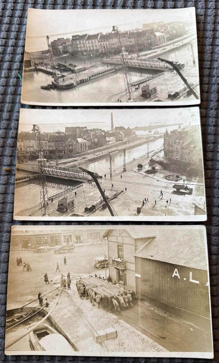 Three Antique Real Photo Postcards RPPC Of Port
