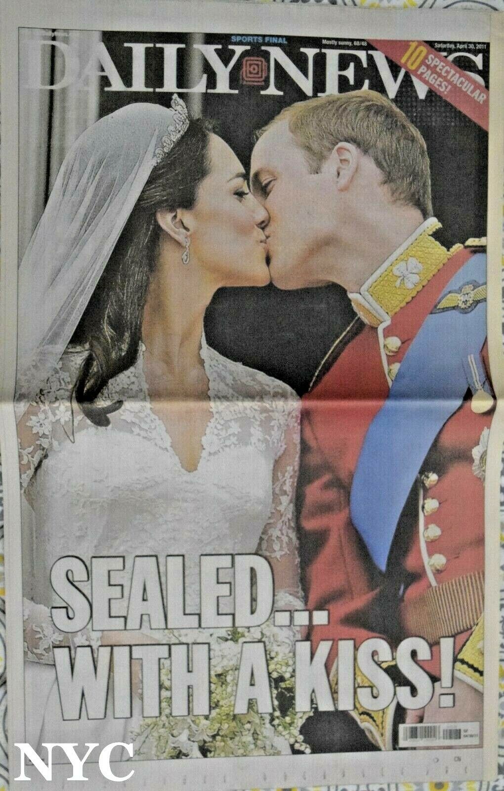 Prince William Kate Middleton Royal Wedding Ny Daily News April 30 2011 🔥
