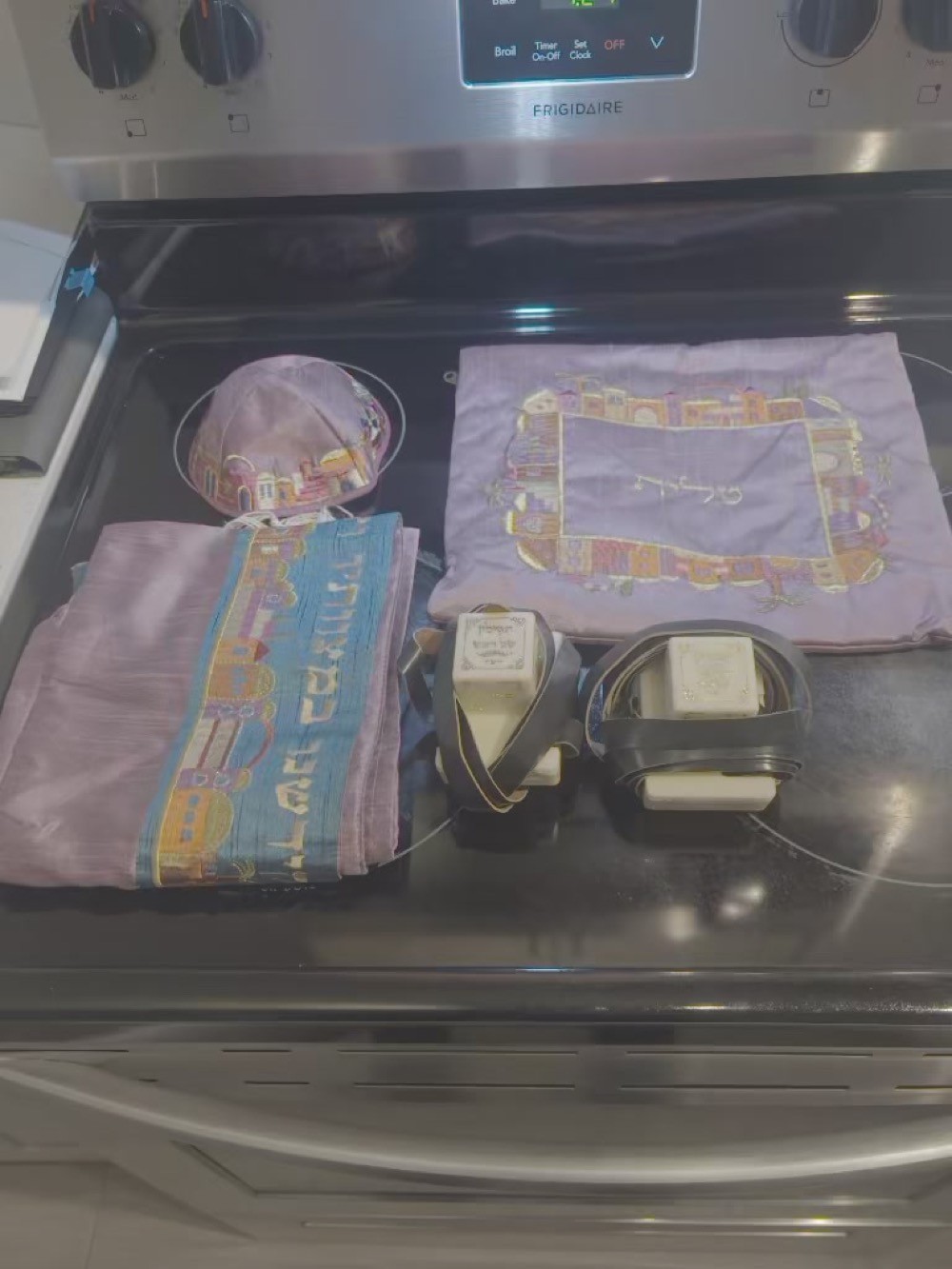 Kosher Tefillin Set Phylacteries with Tallit and Kippah Judaica Designer Special