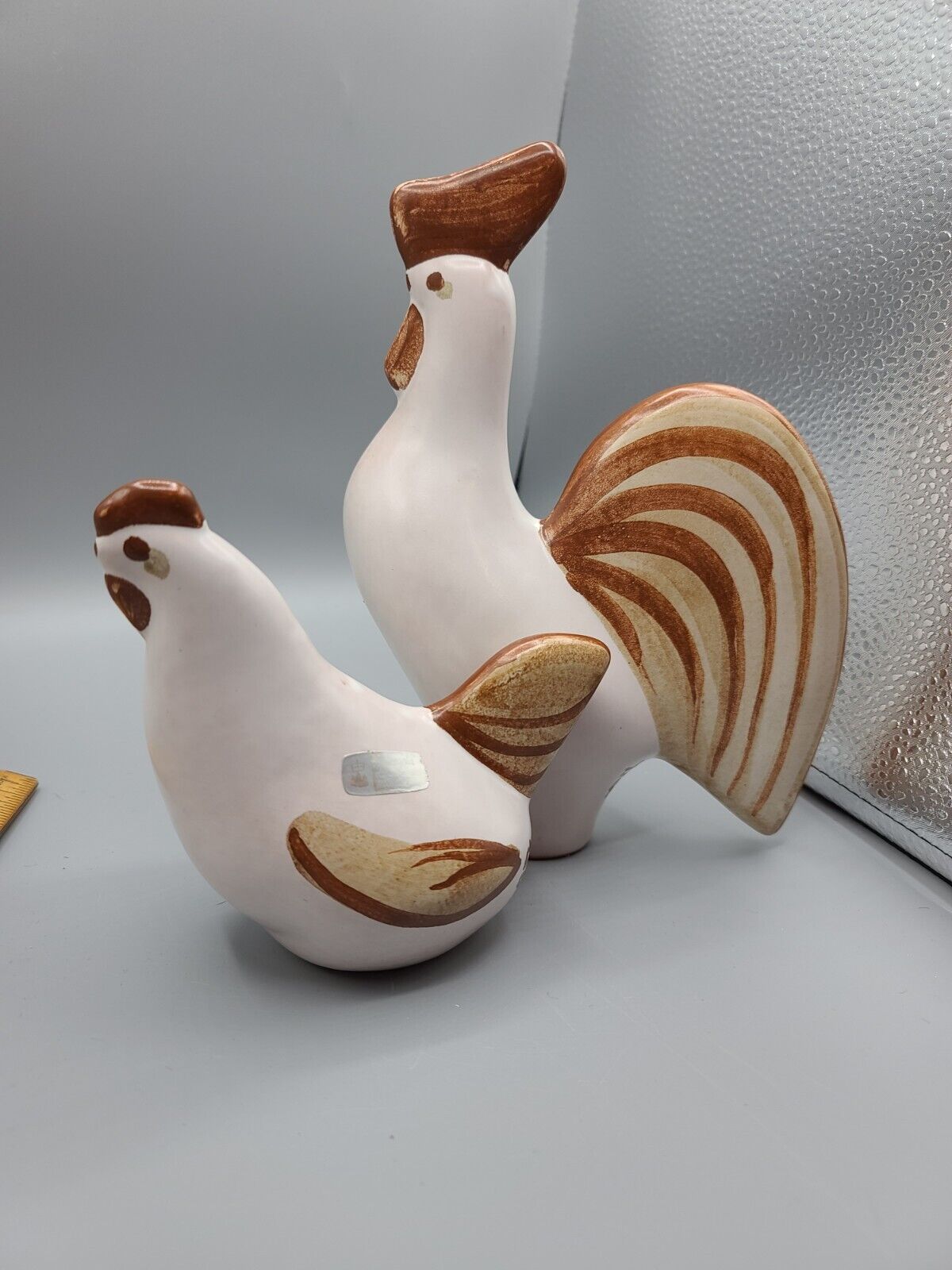 Vintage Artesania pair of Roosters Ceramic Figurine