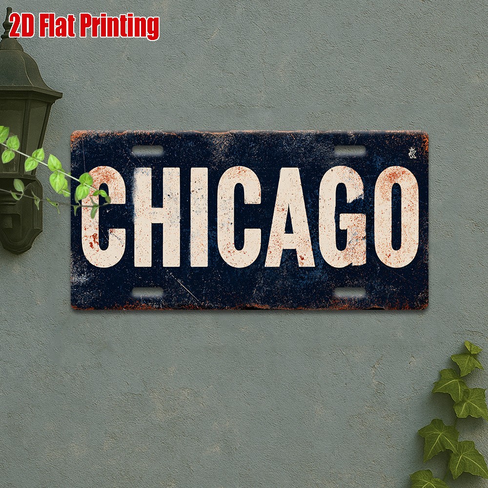 Vintage Metal Sign Chicago Aluminum License Plate 12x6 Outdoor Plaque