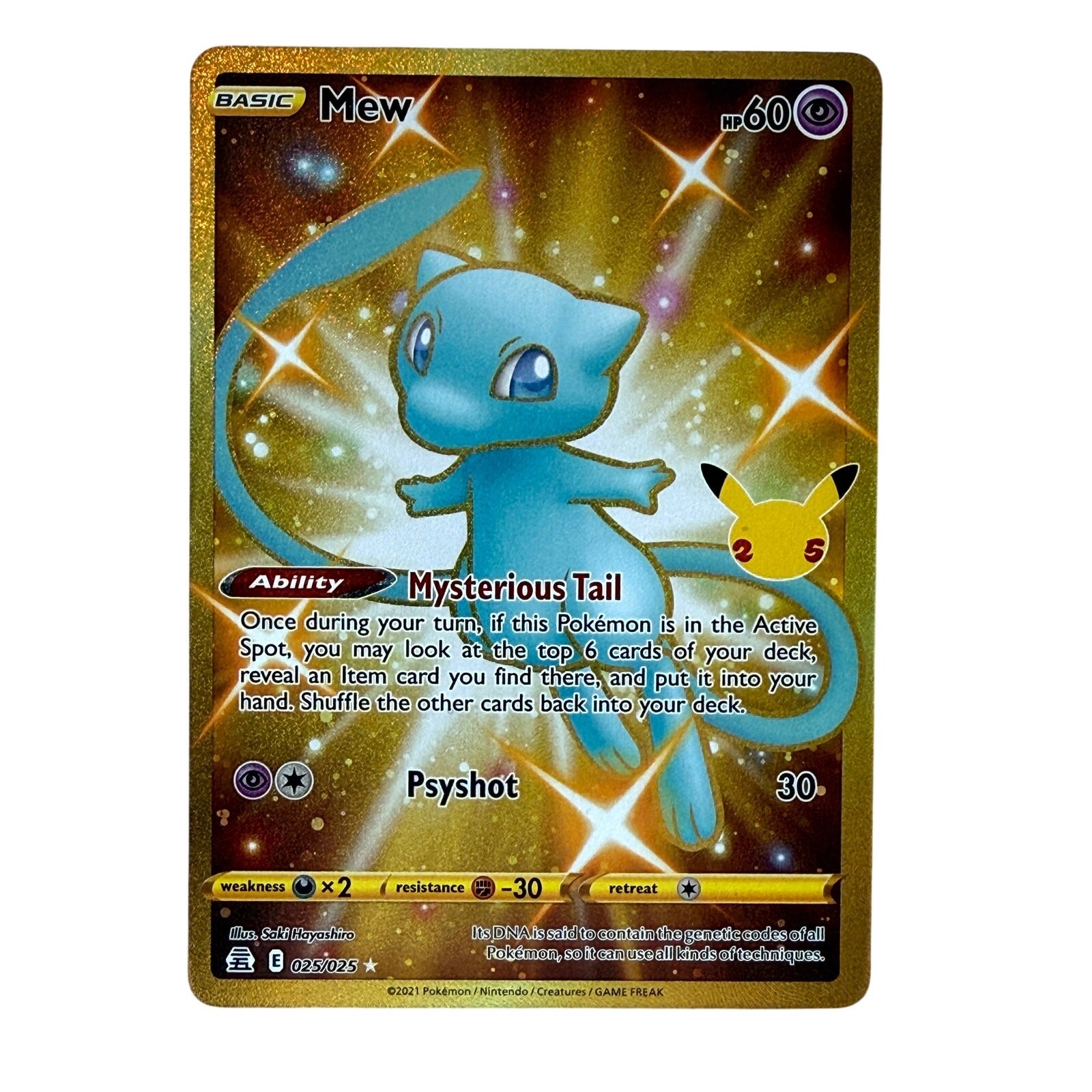 Pokémon TCG Mew 025/025 Celebrations 25th Anniversary Secret Rare Holo LP-NM