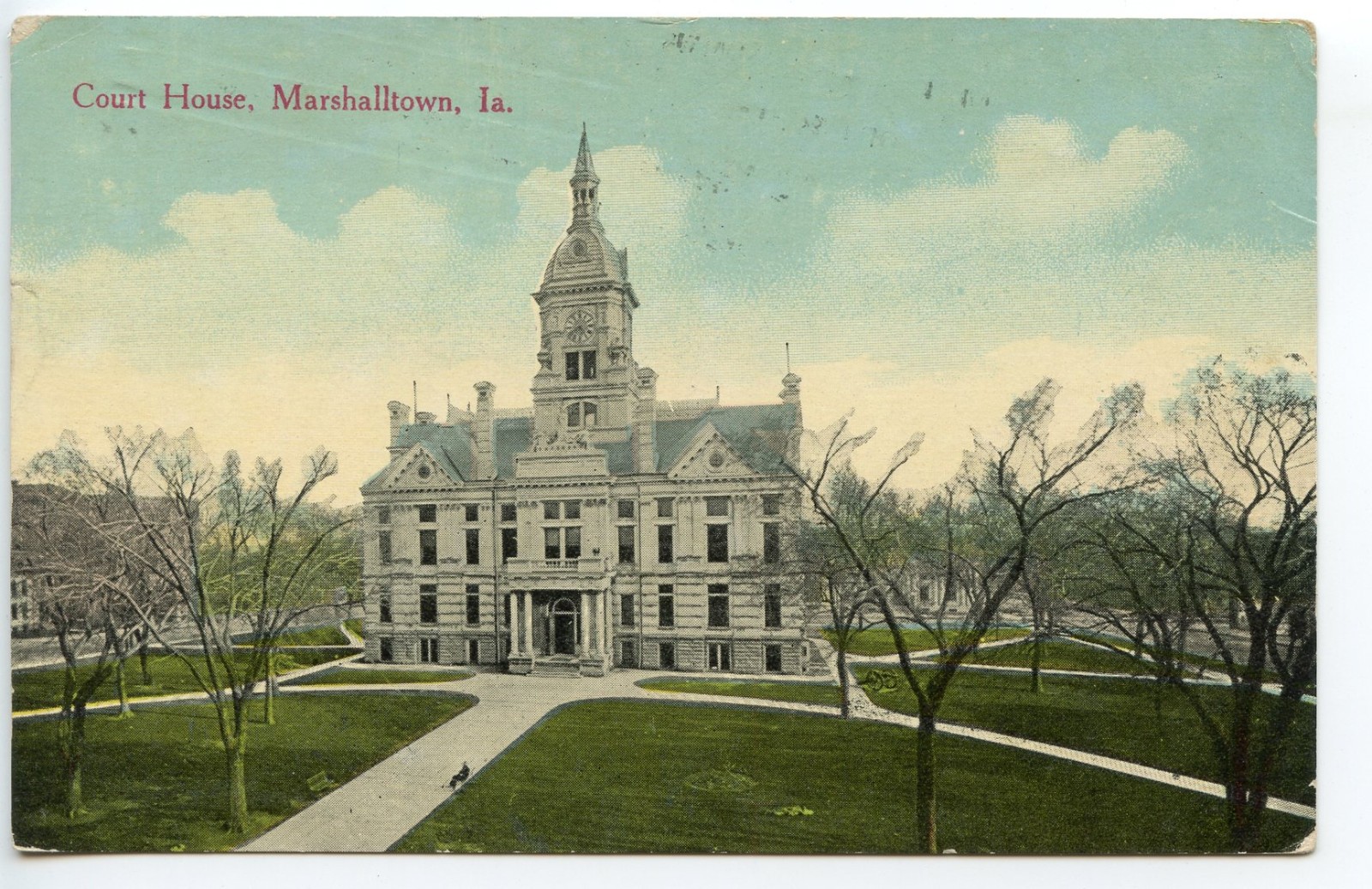Vintage 1913 Postcard: Historic Court House, Marshalltown, IA Iowa ~ E. C. Kropp