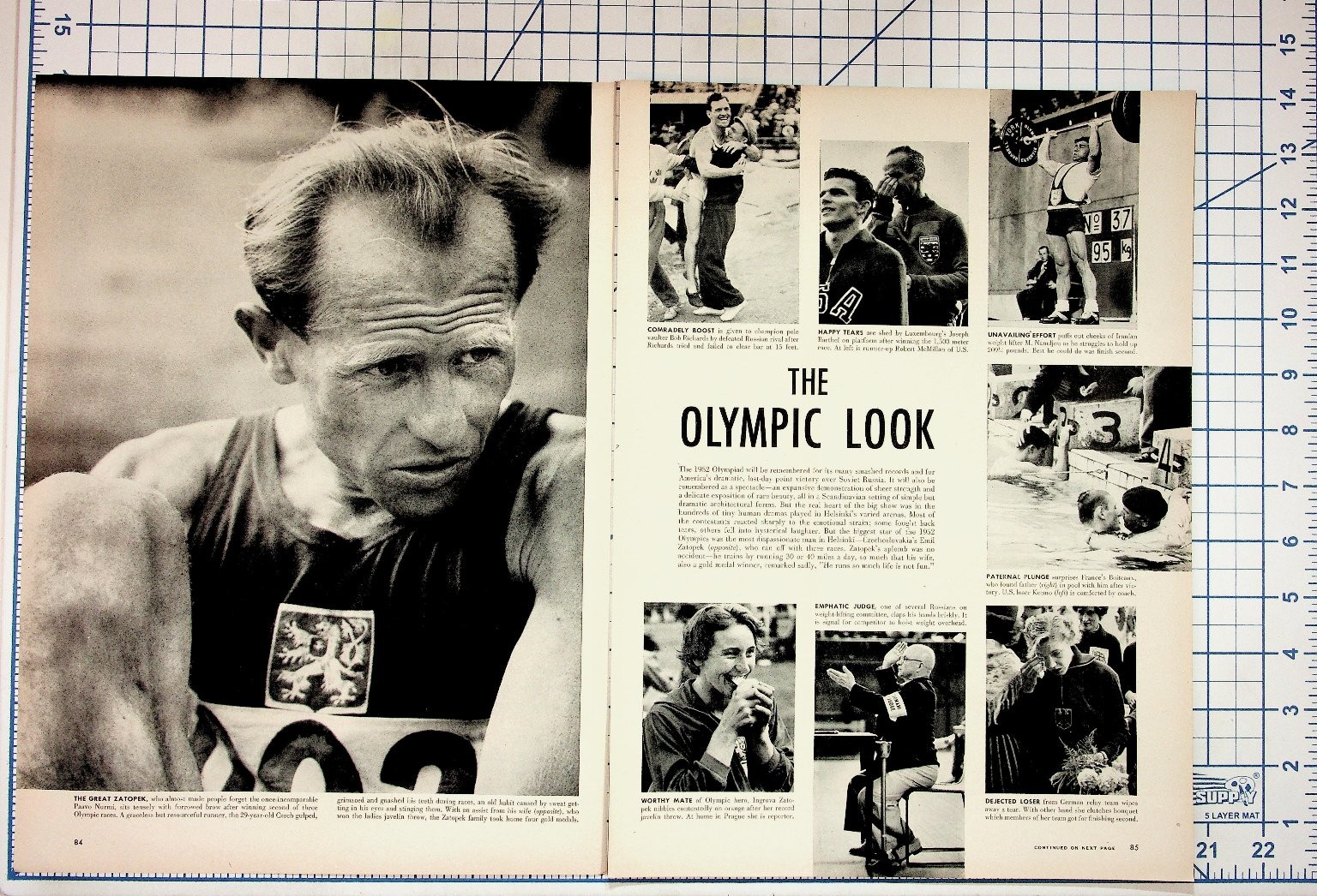1952 Helsinki Olympics Magazine Article Spread Emil Zátopek Rafer Johnson 1952 Helsinki Olympics Magazine Article Spread Emil Zátopek Rafer Johnson