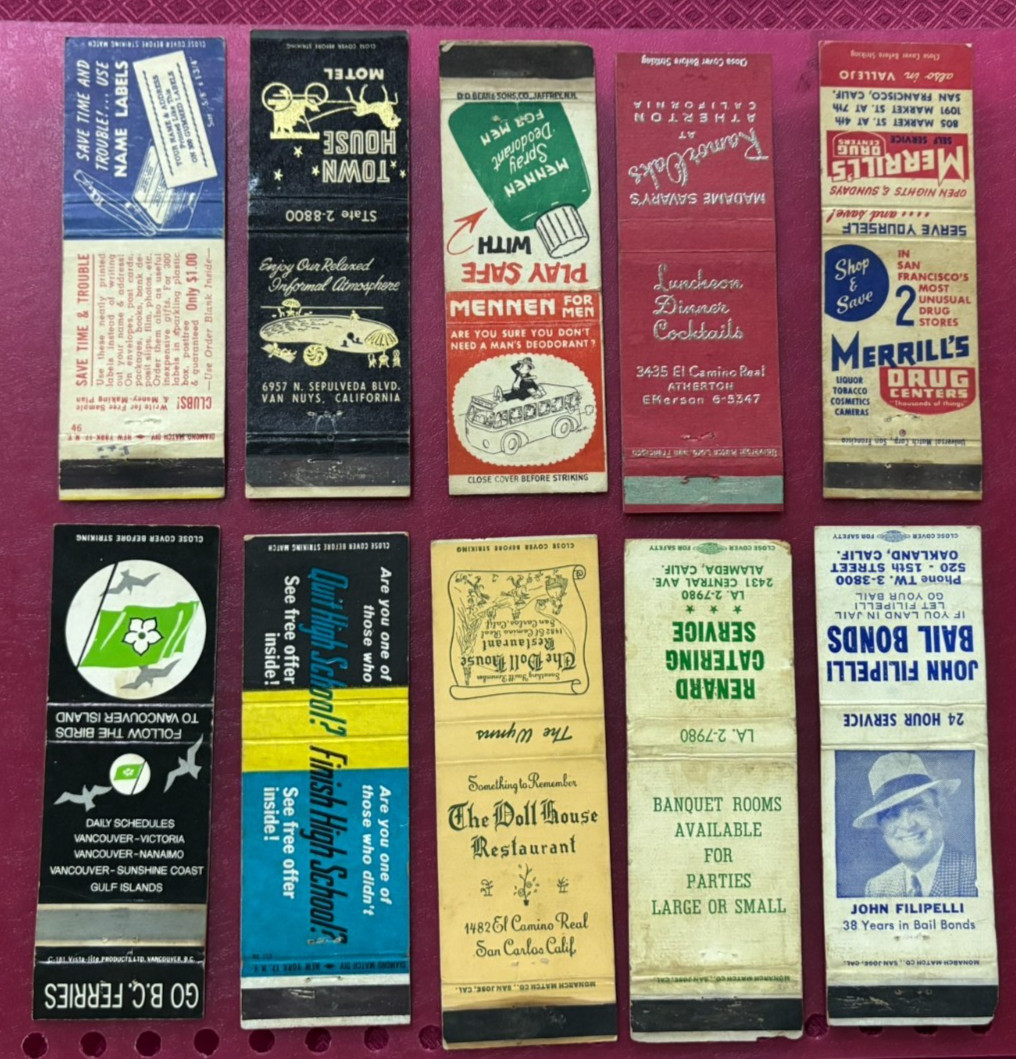 VINTAGE MATCHBOOK COVER 10 PCS (8)