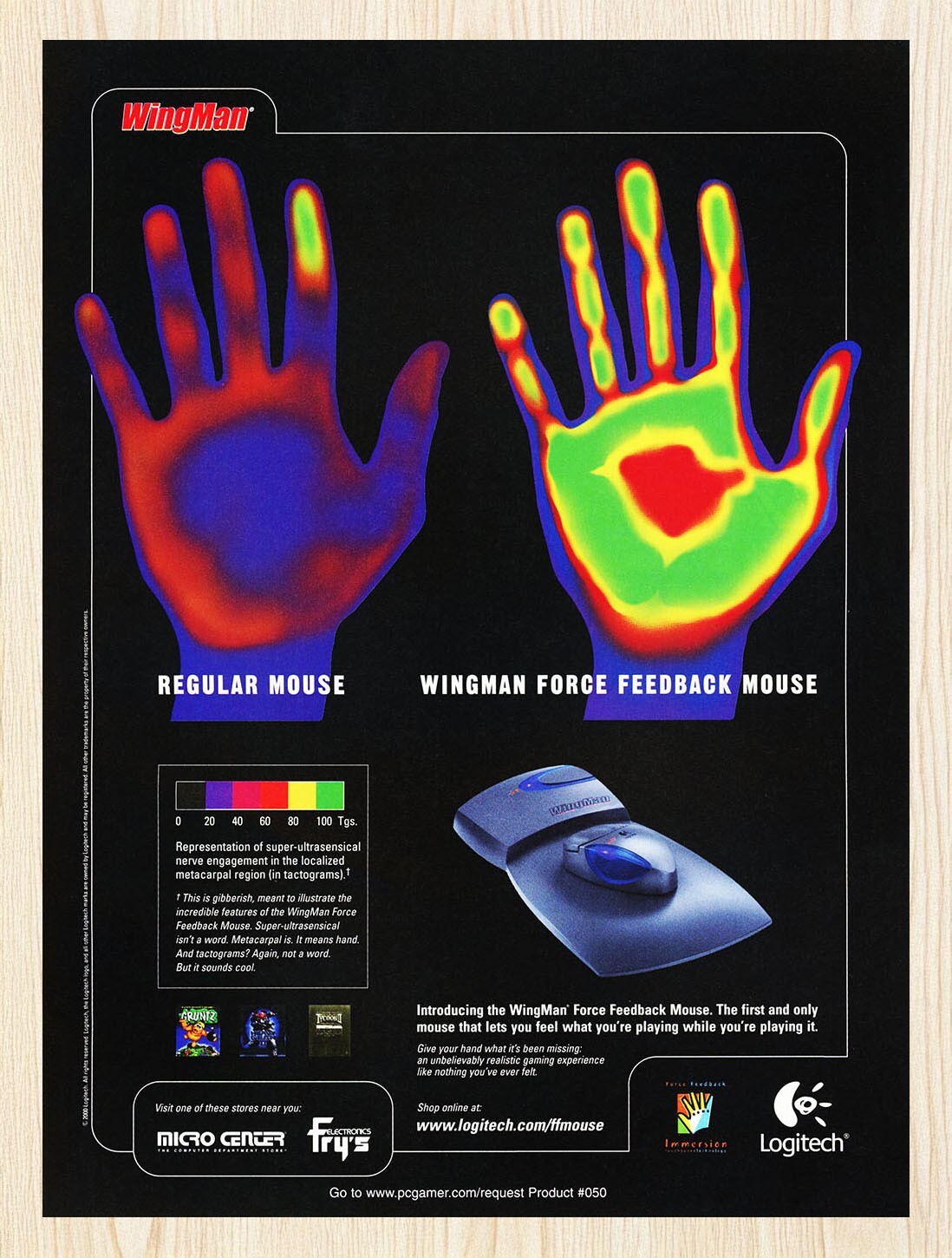 1999 Logitech WingMan Force Feedback Mouse Original Advertisement v1