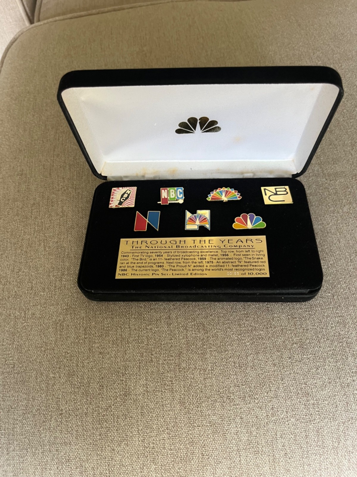 NBC Historic Logo Pin Set Limited Edition #153 of 10,000 With Certificate Vintag