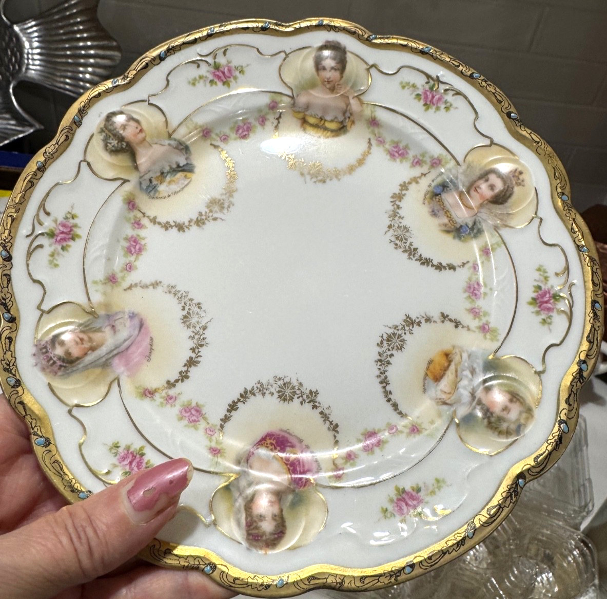 1884 MZ Austria Antique French Porcelain PLATE 6 Royal Ladies France's Joséphine