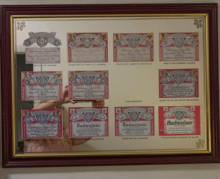 Budweiser Anheuser-Busch Framed Collectible Breweriana Mirror