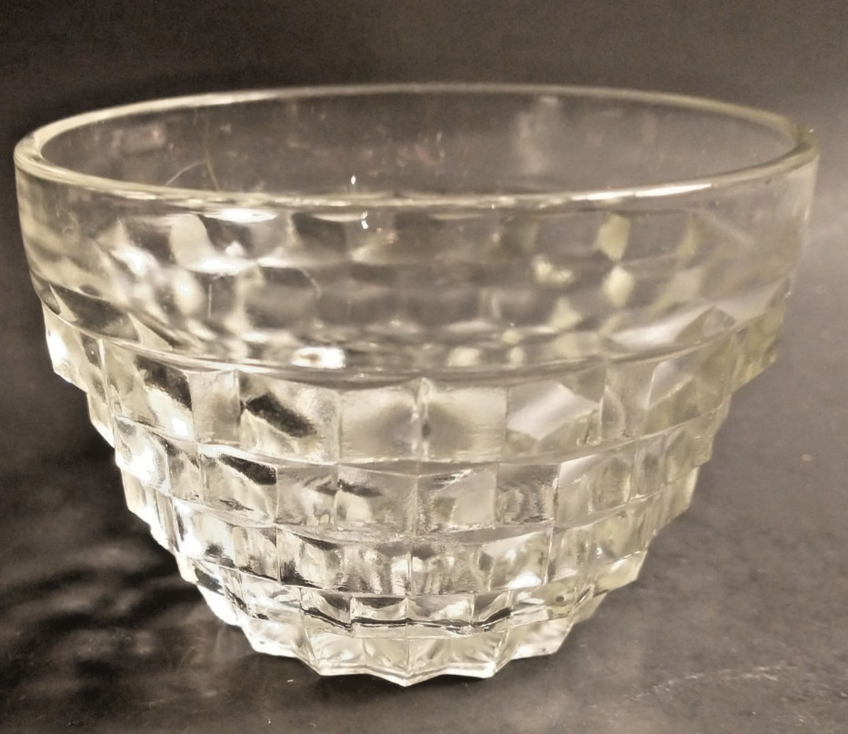 Jeannette Glass Cube Clear Custard Cup will hold 6 ounces 3.5\