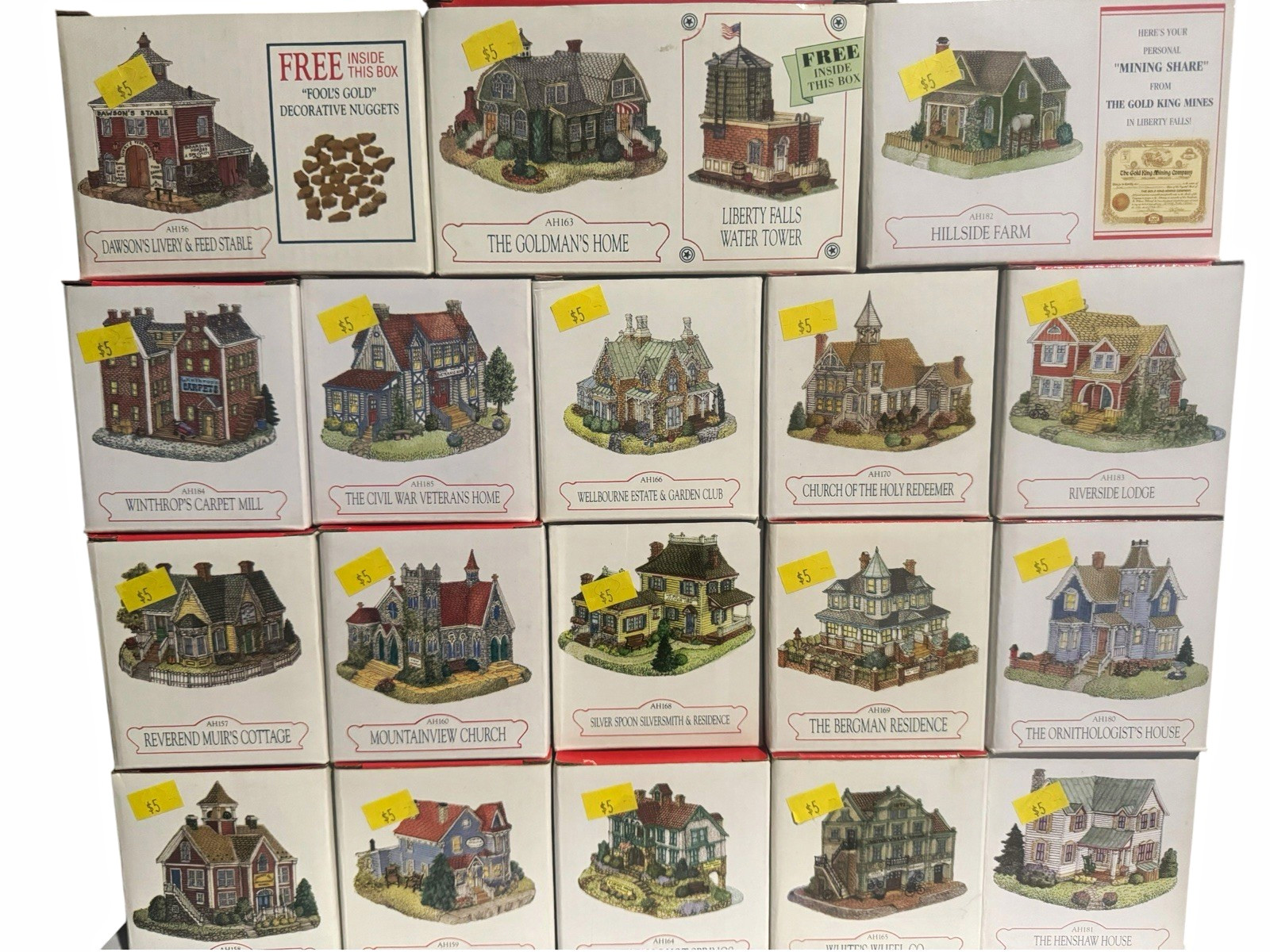 Huge Lot of 19 Vintage Liberty Falls Americana Boxes Included Gold Nuggets