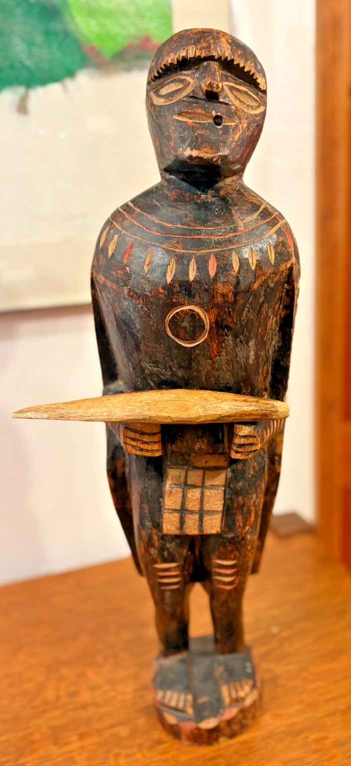 Hand Carved Wooden Tribal figure.Purchased in Portugal 1968 22\