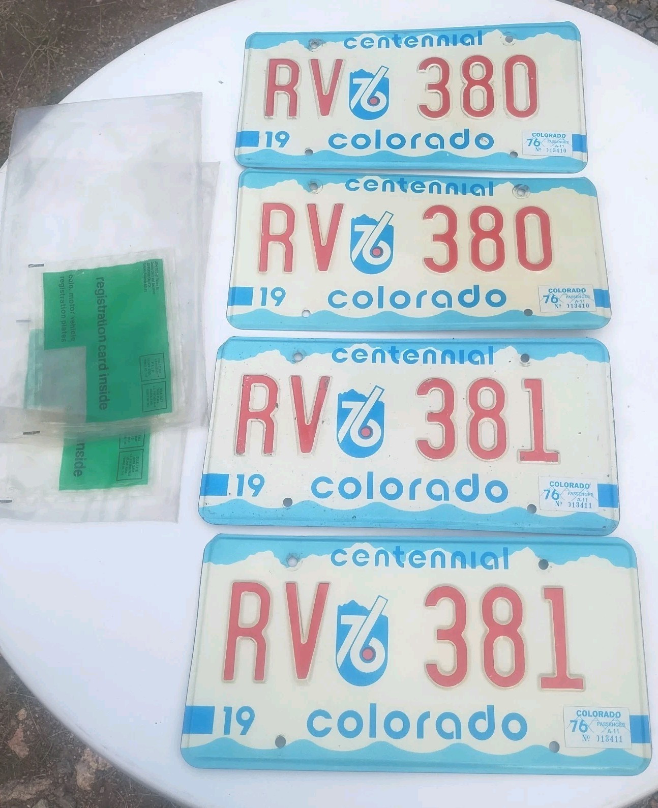 Sweet Vintage 1976 Colorado RV License Plates 2 Consecutive Pair Centennial 380