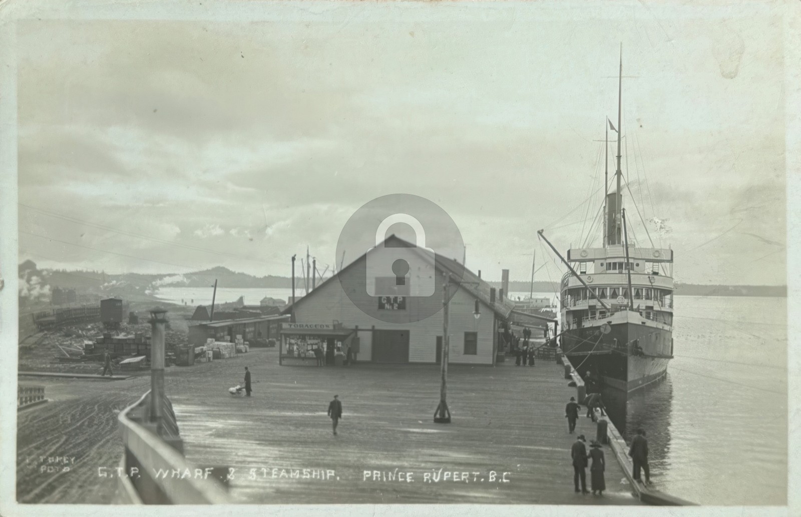 FINE 1920 By STOREY G.T.P. WARF & STEAMSHIP PRINCE RUPERT BC RPPC Postcard COPY