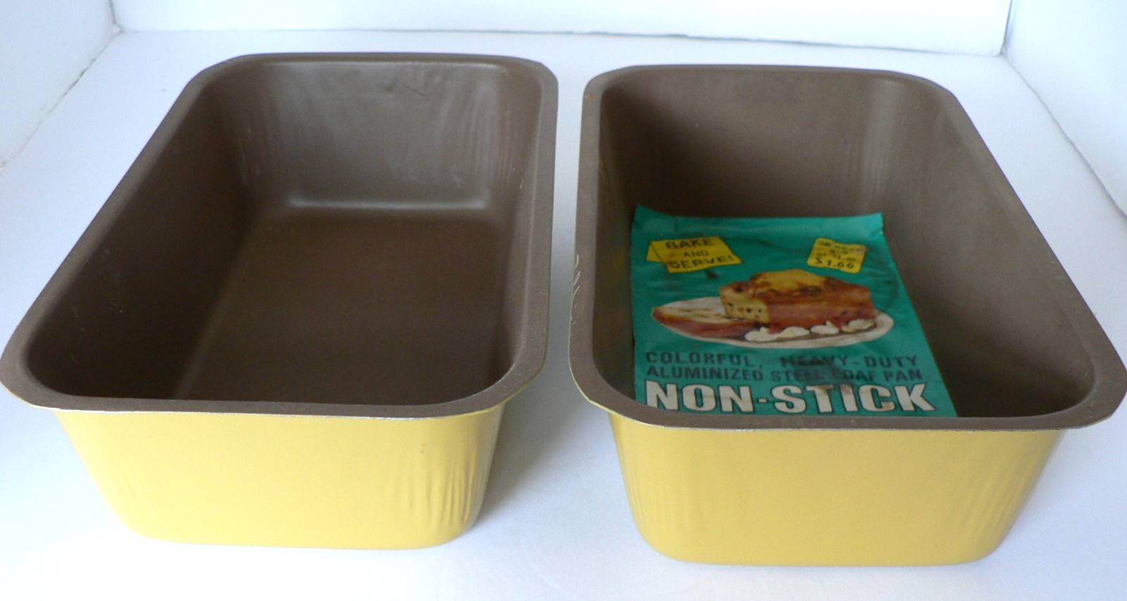 VINTAGE NON-STICK LOAF PANS, SET/2 YELLOW - NEW