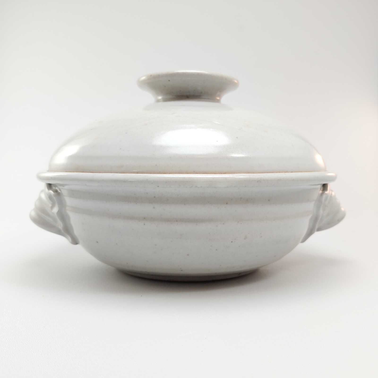 Janet Manning Covered Dish Glazed Ceramic Taupe 8\