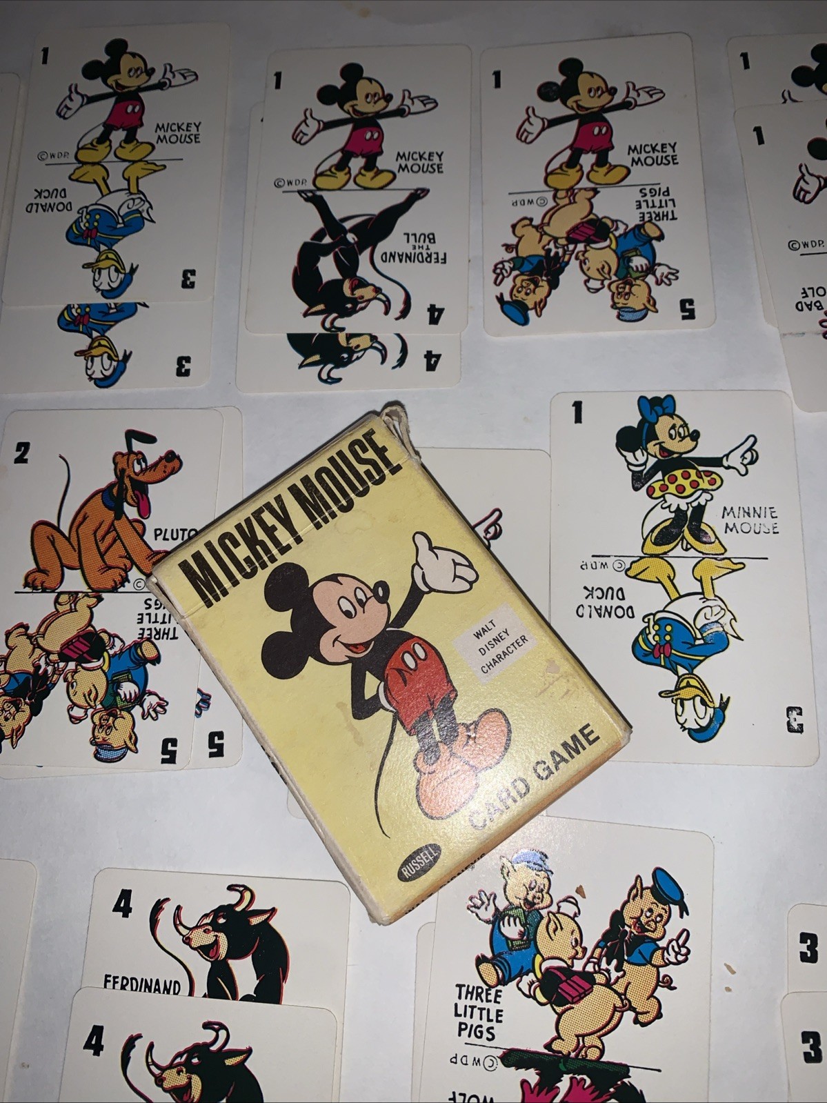 Vintage 1965 MICKEY MOUSE Russell Games Disney Dominos 40 Cards with Box 