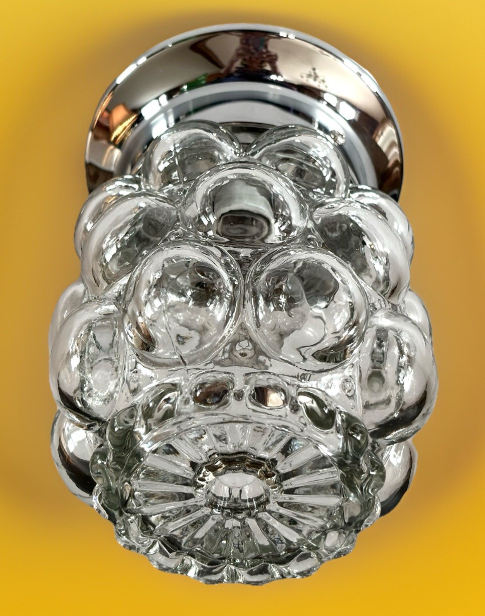 Vintage 1950’s-1960s Mid Century Retro Bubble Glass W/ Chrome Base Light Fixture