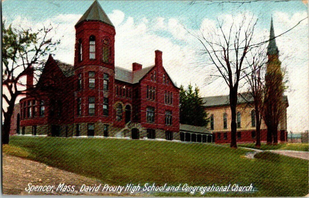 1910. SPENCER, MASS. DAVID PROUTY HIGH SCHOOL. POSTCARD KK2