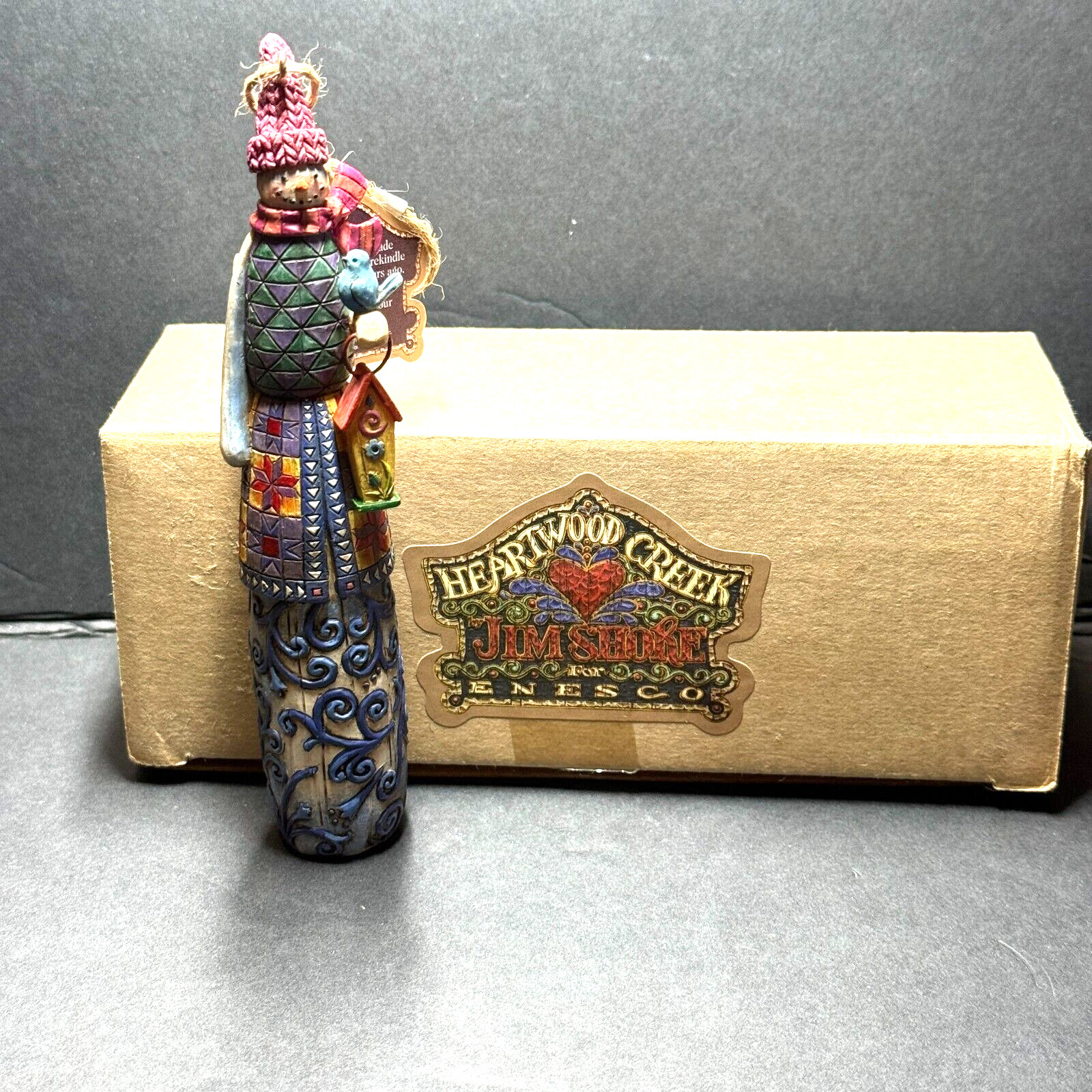 Jim Shore Heartwood Creek Snowman Birdhouse Figurine Enesco 2004