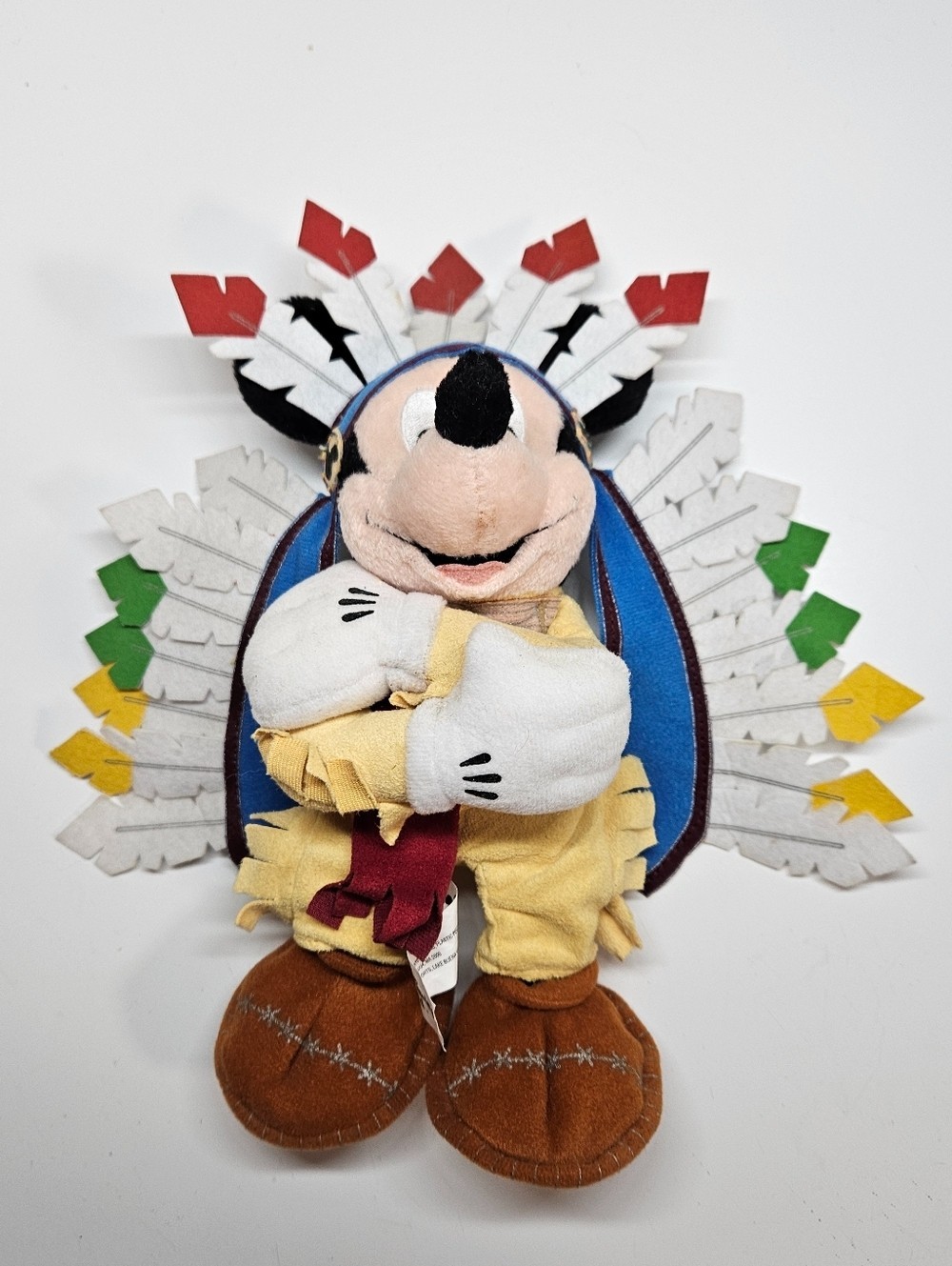 NEW VINTAGE 2002 Thanksgiving Mickey Mouse Native American Indian Plush Beanie