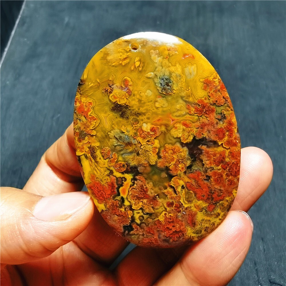 RARE 50.8G Natural Warring States Red Agate  Pendant 68A43+
