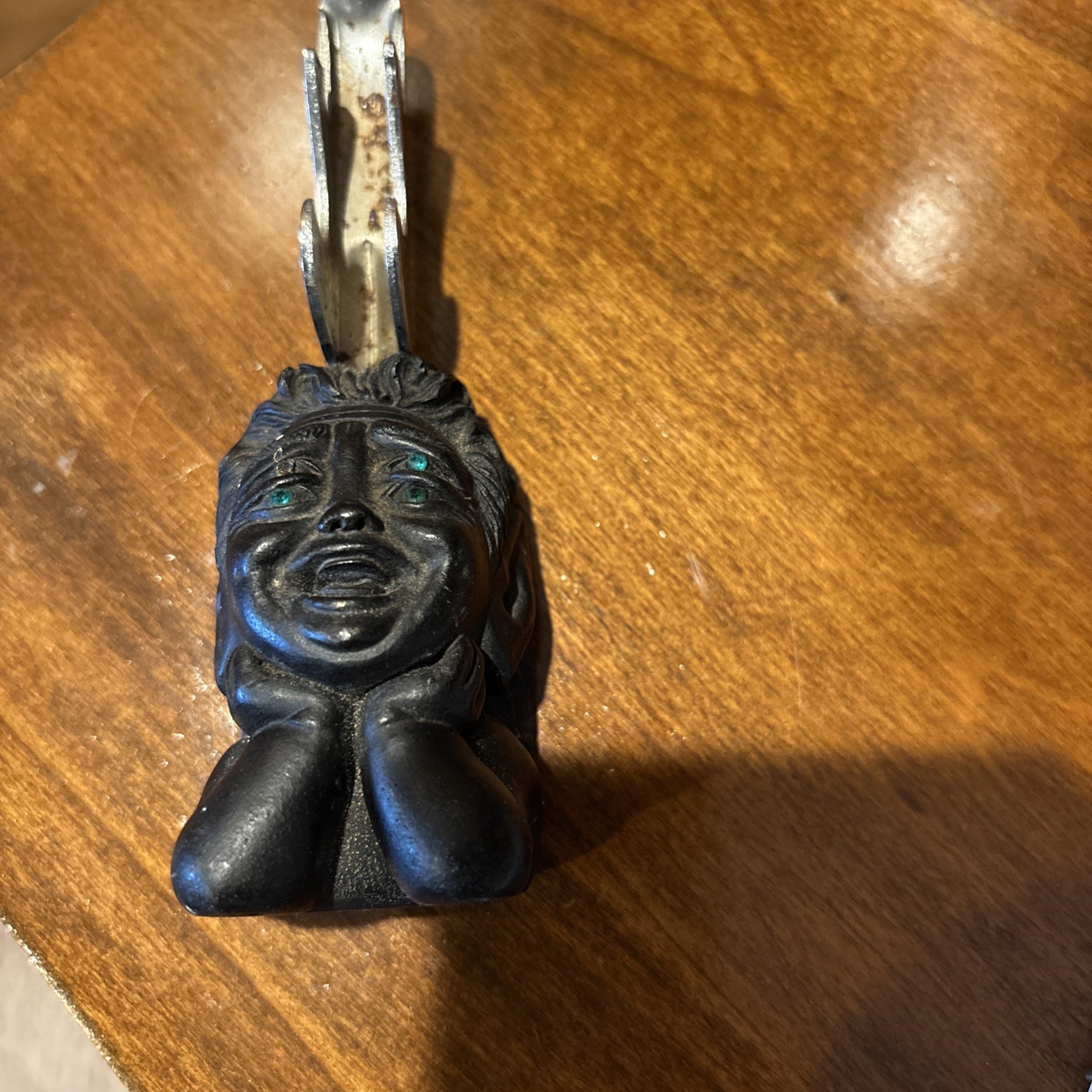Vtg Rare Tikki Face? Carved Bottle Opener Coco Joes Hawaii 4 Green Eyes Man Cave