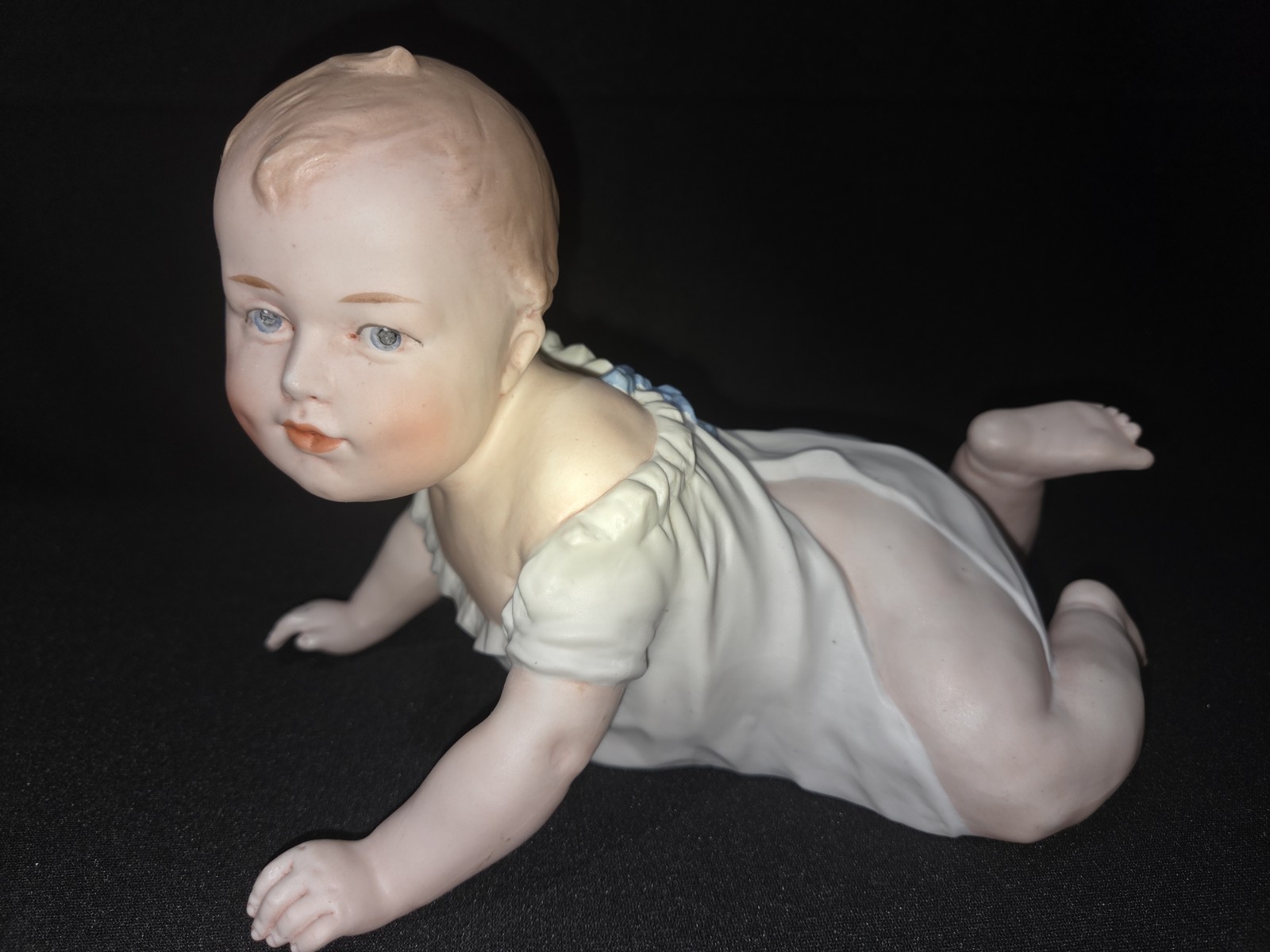 Antique Gebruder Heubach Bisque Porcelain Piano Baby Figurine 3101 Sz.4 Crawling