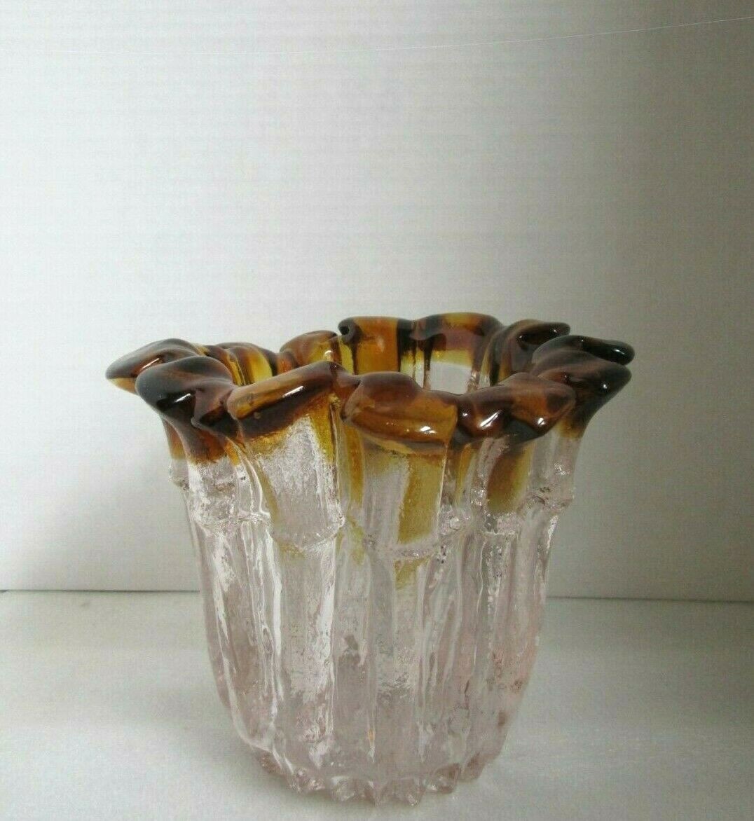 Vtg 🪷 Signed Tauno Wirkkala HUMPPILA Finland GLASS VASE Ulpukka Aurora Borealis