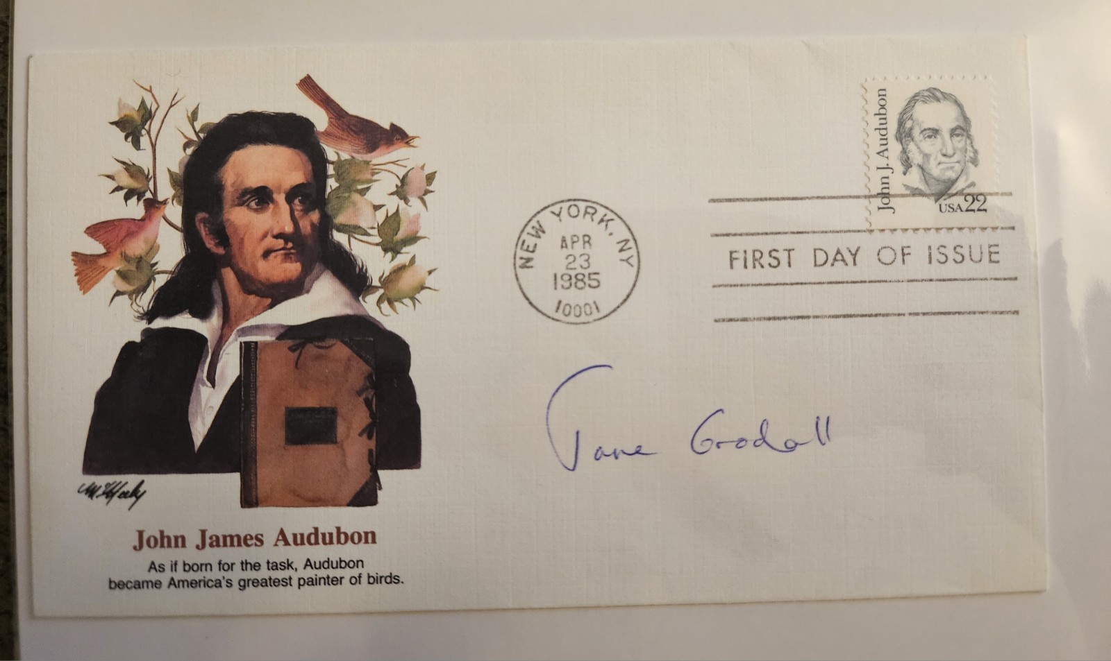 Jane Goodall signed Audubon envelope with stamp VERY RARE Jane Goodall signed Audubon envelope with stamp VERY RARE