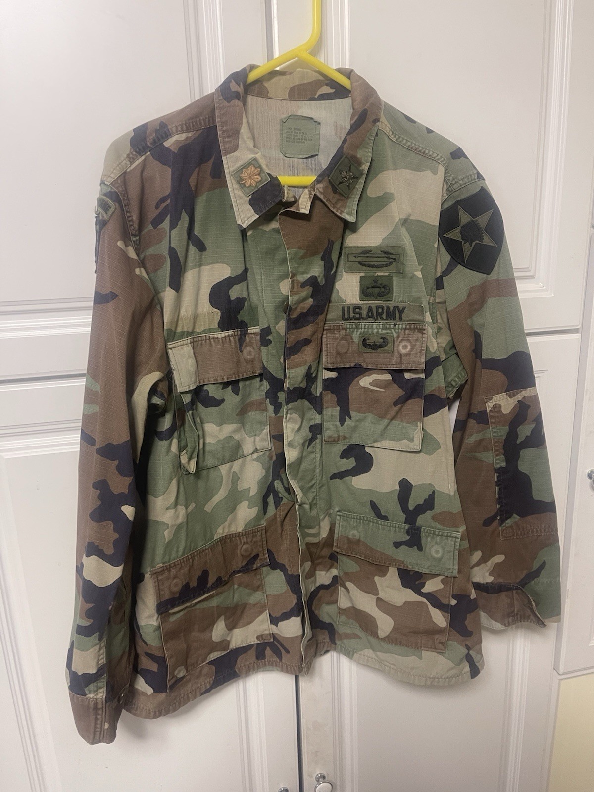 VTG US Woodland BDU M81 Shirt Major  Special Forces Ranger Multiple Badges