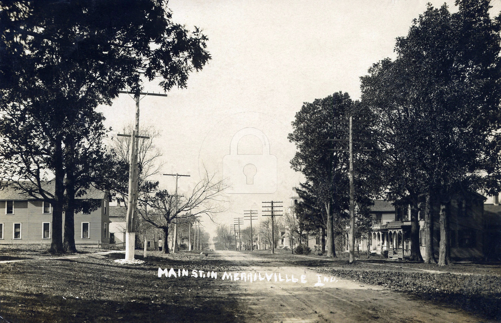 Main St. 1909 Merrillville IN Indiana RPPC Photo Postcard COPY