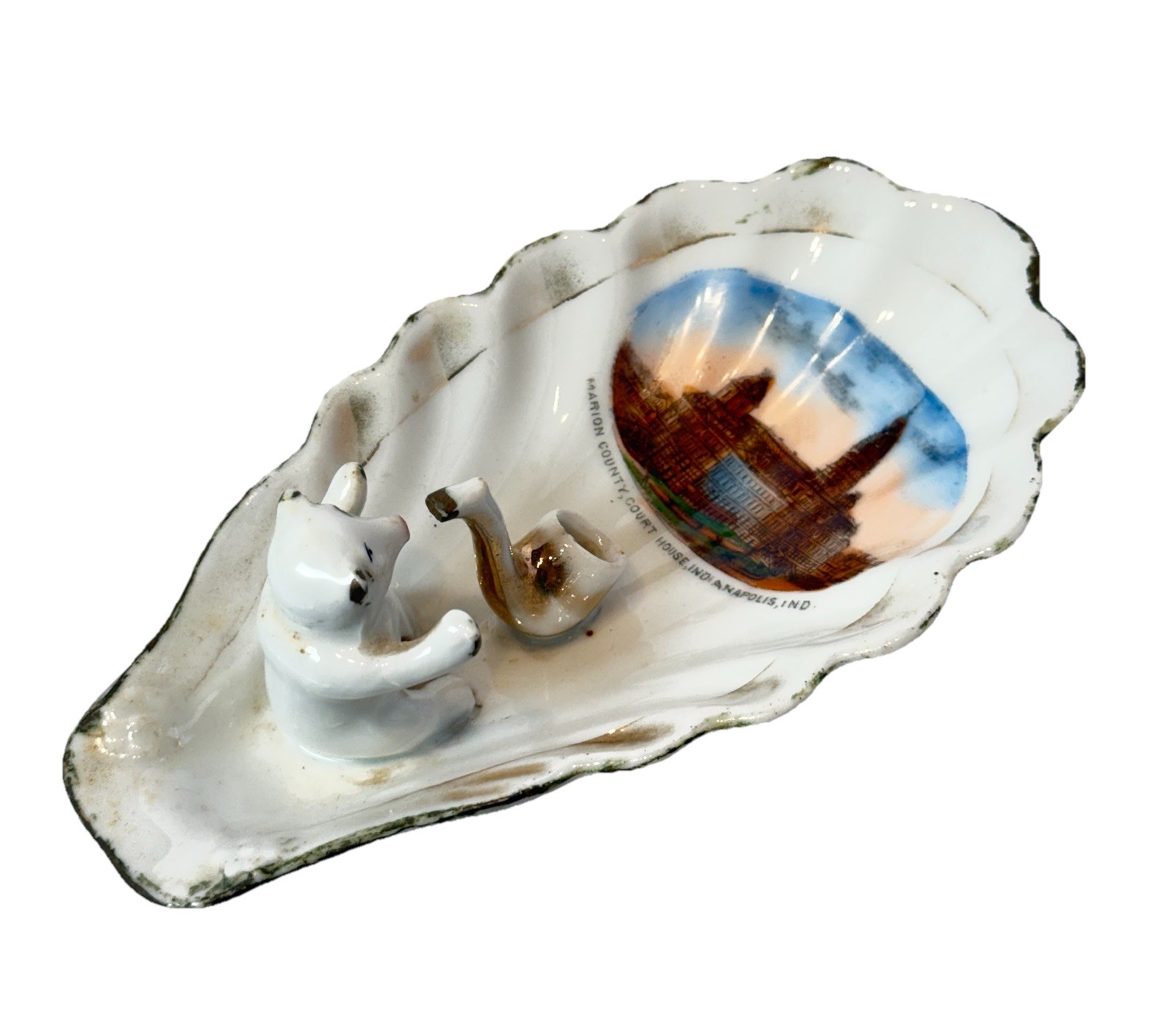 INDIANAPOLIS, INDIANA IN Antique MARION COUNTY COURTHOUSE Souvenir Pipe Ashtray INDIANAPOLIS, INDIANA IN Antique MARION COUNTY COURTHOUSE Souvenir Pipe Ashtray
