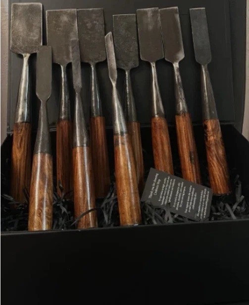 10Pc Wood Carving Chisel Set Hand Forged Woodworking Tools Wooden Handles