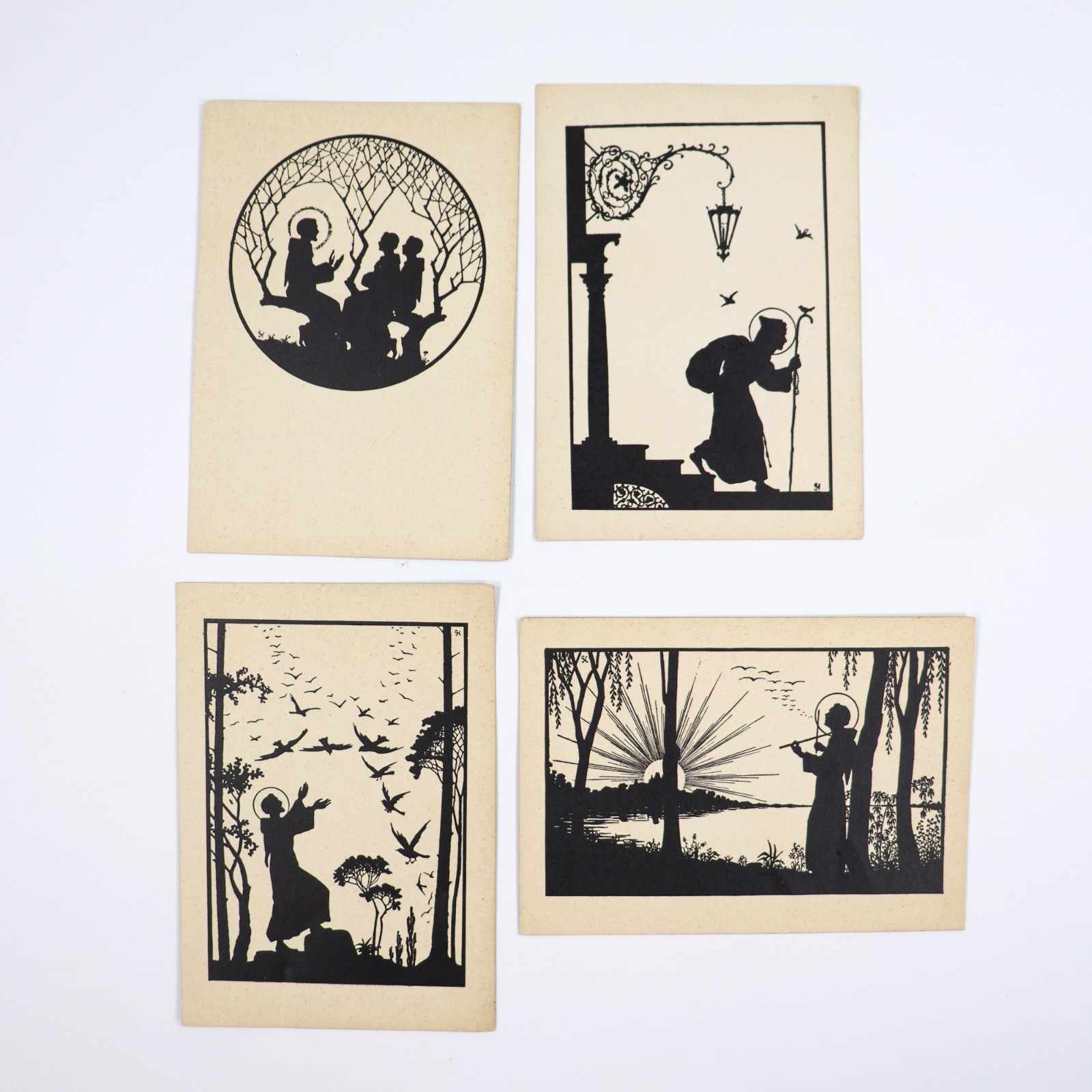 Vtg Postcards Religious Silhouette German Germany Set of Four Kohlen Gladbach