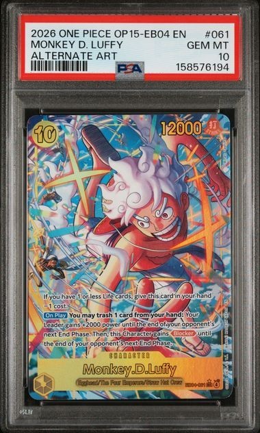 2026 ONE PIECE OP15-EB04-ADVENTURE ON KAMI'S ISLAND #061 MONKEY D. LUFFY PSA 10 2026 ONE PIECE OP15-EB04-ADVENTURE ON KAMI'S ISLAND #061 MONKEY D. LUFFY PSA 10