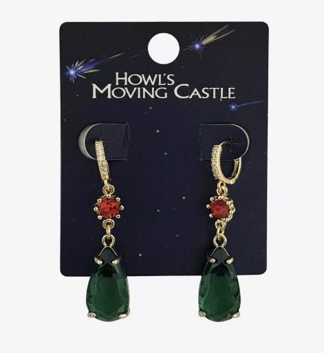 Studio Ghibli Howl's Moving Castle Gem Hoop Earrings Licensed New w/Tag