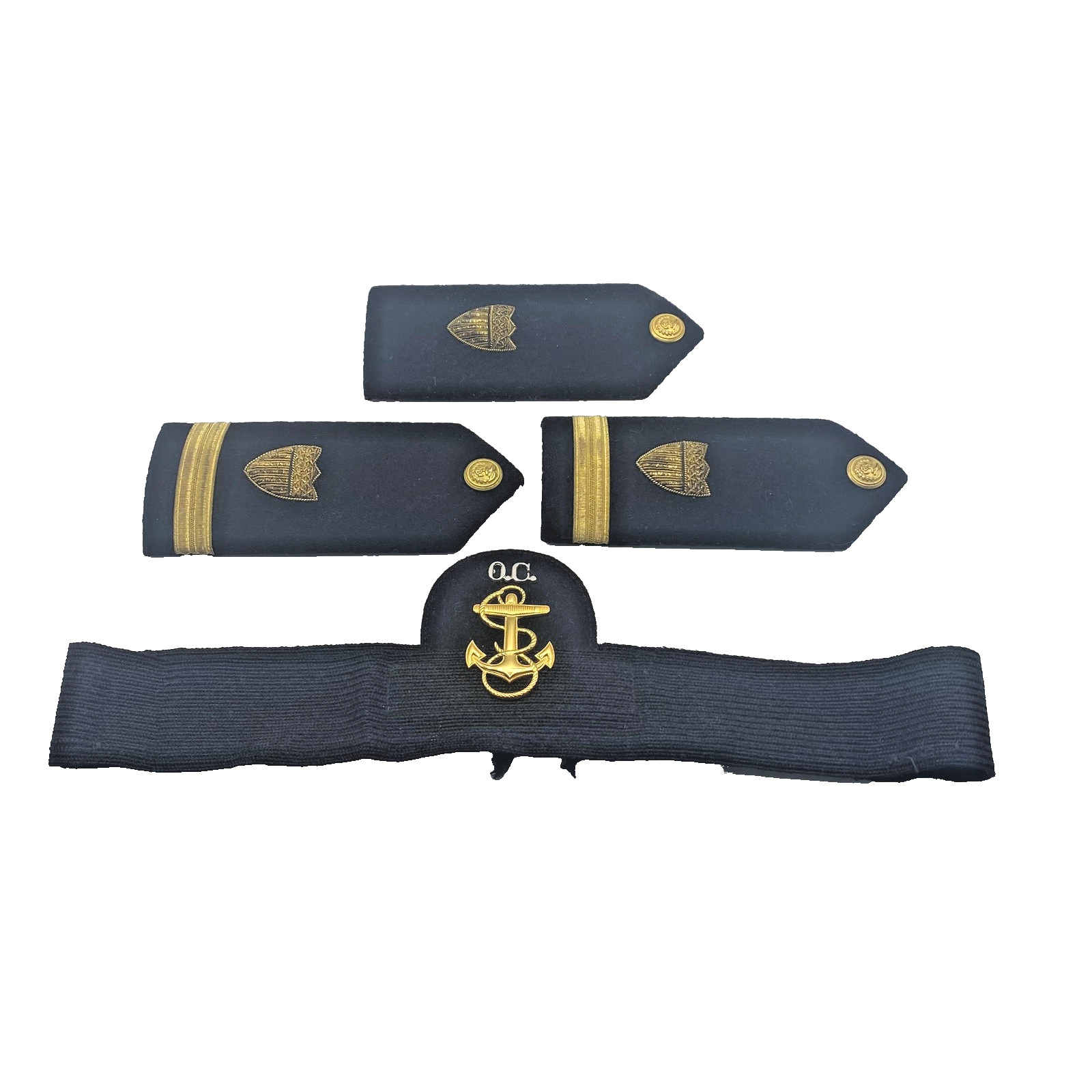 Vintage U.S. Naval Officer Candidate Shoulder Boards Cap Band Black Gold