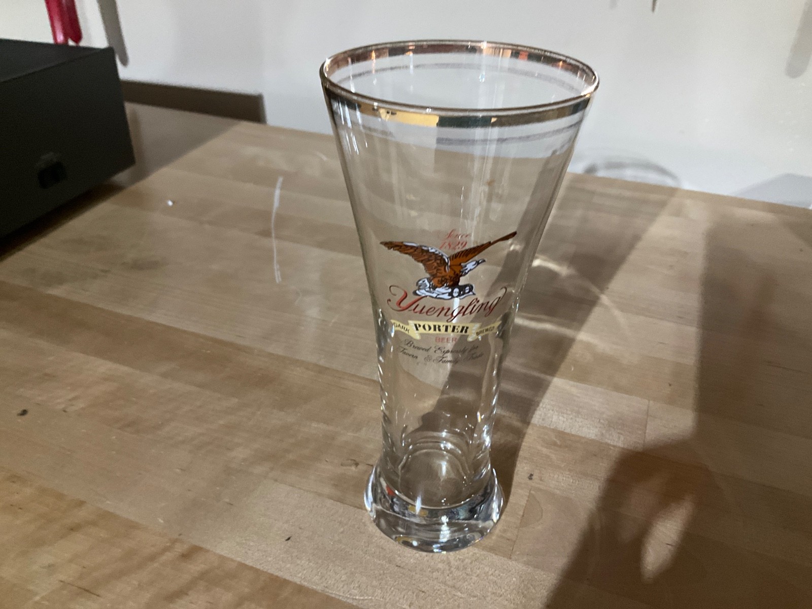 Yuengling Beer Glass Dark Porter With Gold Rim Pottsville PA