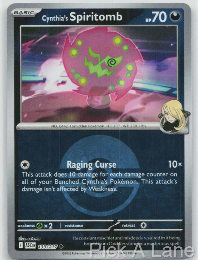 Cynthia\'s Spiritomb (Poke Ball) 133/217 Ascended Heroes Pokemon Reverse Holo NM