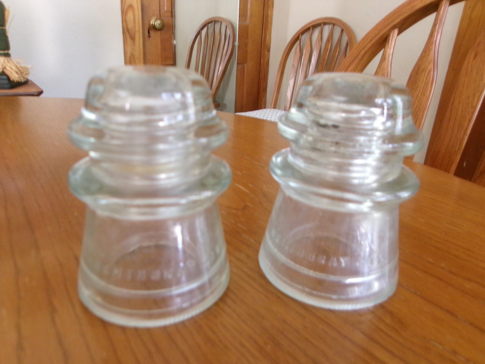 Vintage Lot of Two Hemingray No. 17 Clear Glass Insulators