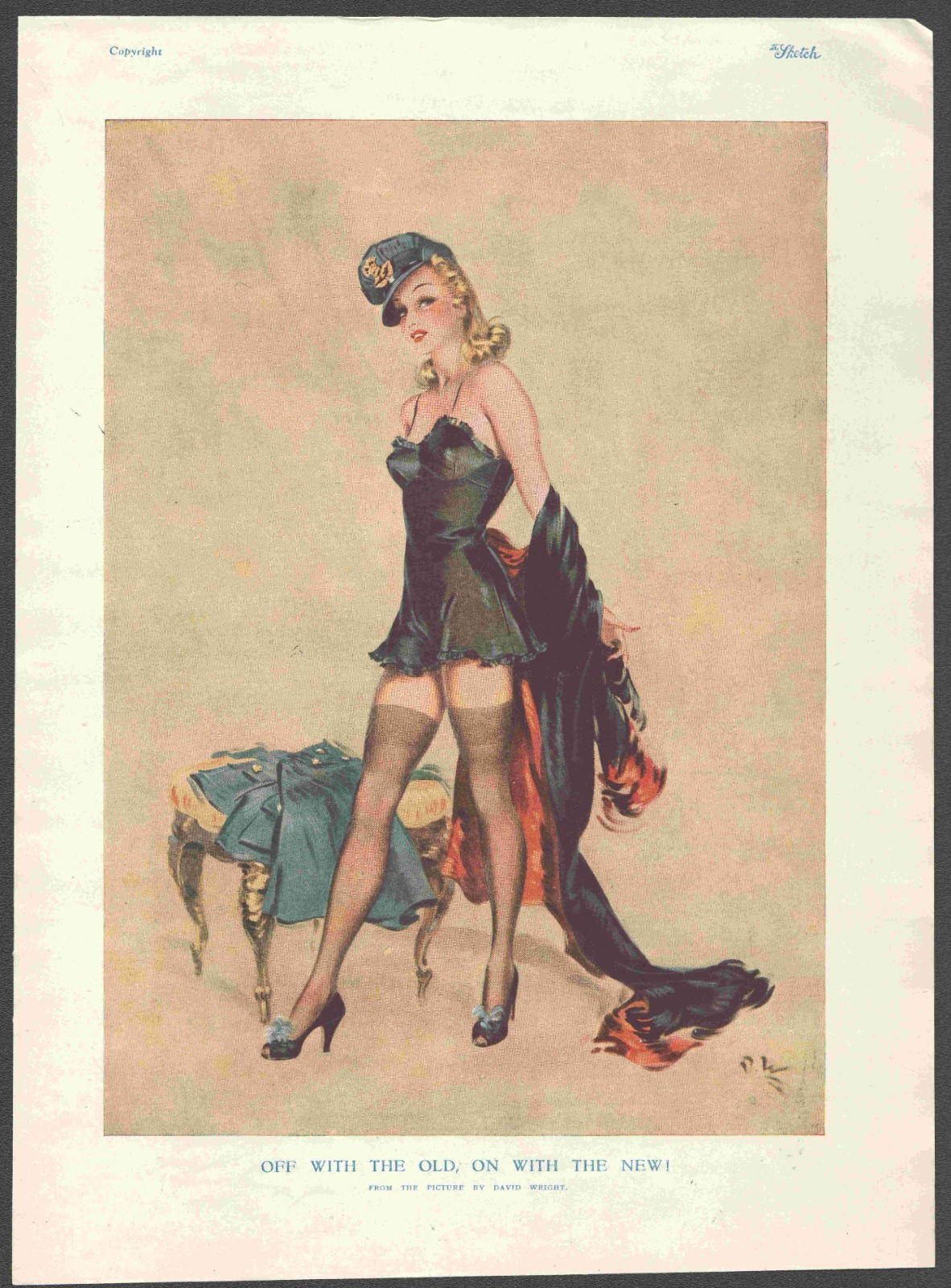 David Wright - Off With the Old, On... - pinup from The Sketch - April 30, 1941 David Wright - Off With the Old, On... - pinup from The Sketch - April 30, 1941