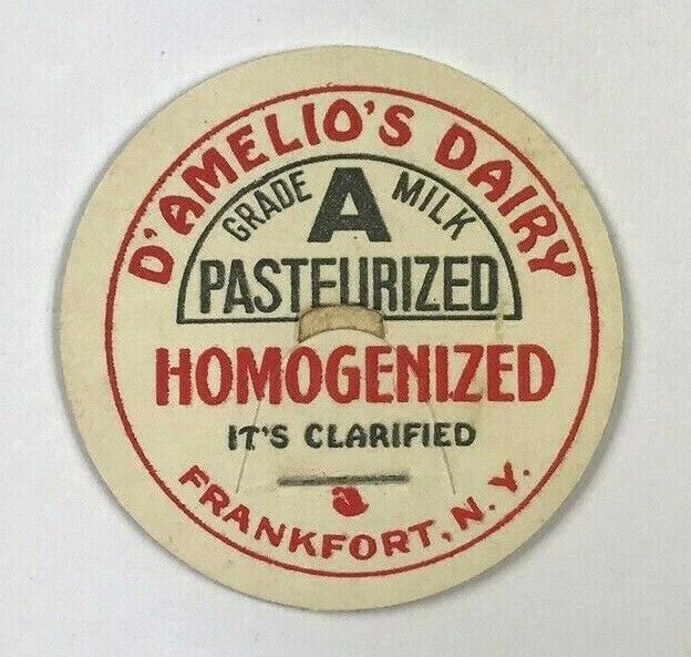 D\'Amelio\'s Dairy Frankfort NY New York Grade A Clarified Vintage Milk Bottle Cap