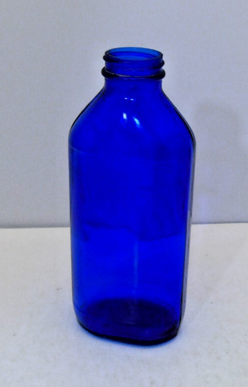 Vintage Unbranded Cobalt Blue Glass Screw Cap Bottle
