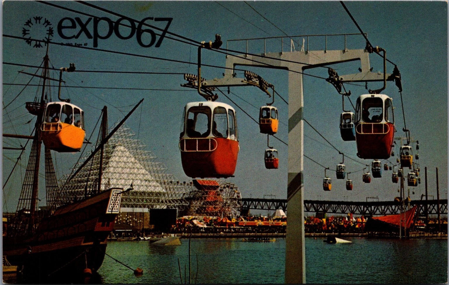 Expo 67 Montréal Sky Ride La Ronde Dolphin Lake Plasticchrome Postcard