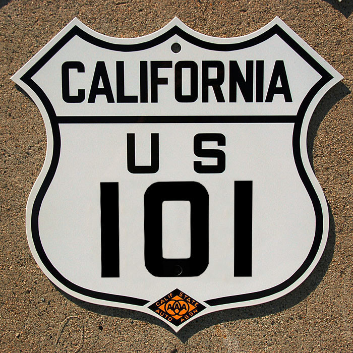 California CSAA US route 101 highway road sign auto club AAA San Francisco
