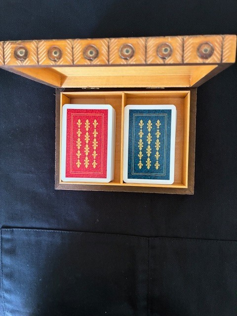 Vintage KEM Florence Plastic Playing Cards 2 Deck Set w/ Wood Box Fleur De Lis Vintage KEM Florence Plastic Playing Cards 2 Deck Set w/ Wood Box Fleur De Lis